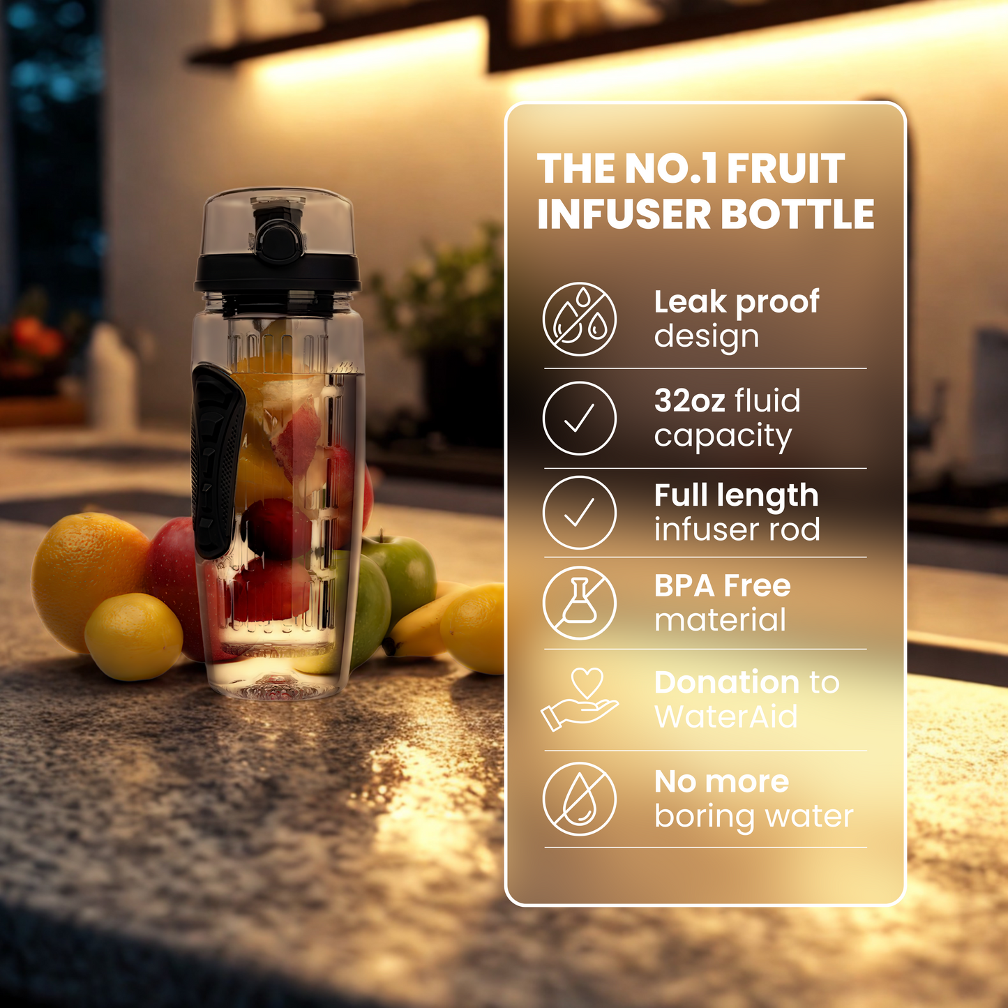 32 oz Fruit Infuser Water Bottle Kit